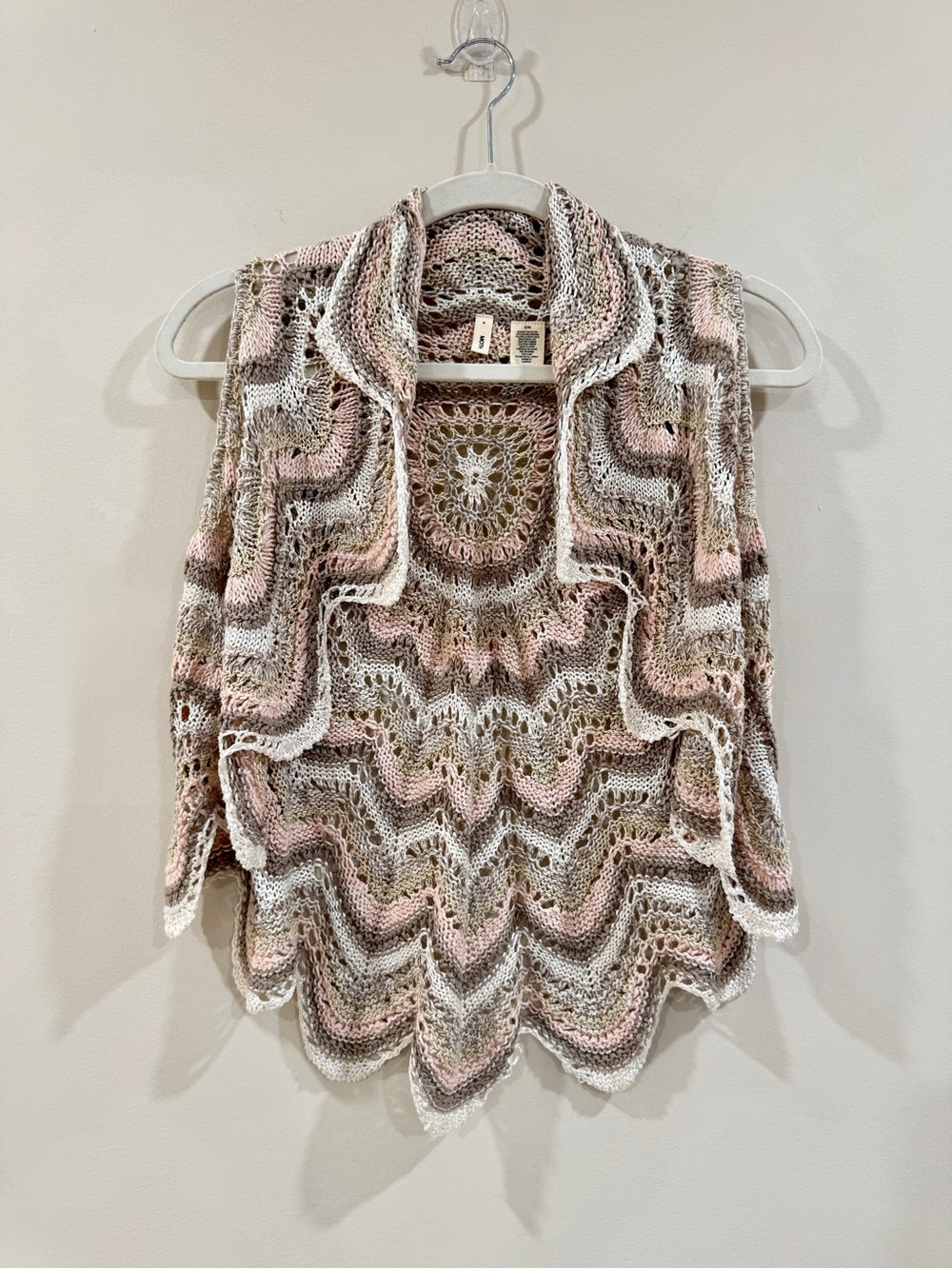 Moth Anthropologie Dreamcatcher Crochet Knit Scalloped Vest Cardigan S/M